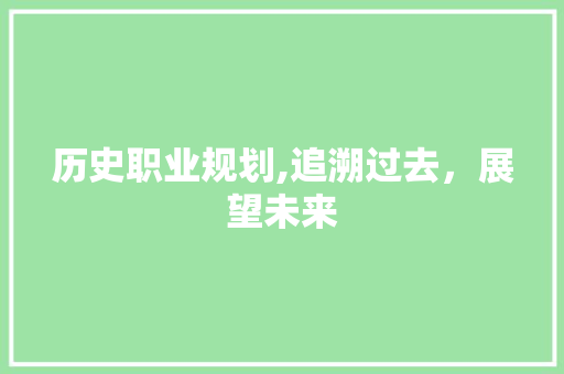 历史职业规划,追溯过去，展望未来