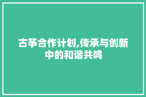 古筝合作计划,传承与创新中的和谐共鸣