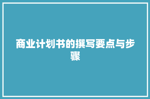 商业计划书的撰写要点与步骤