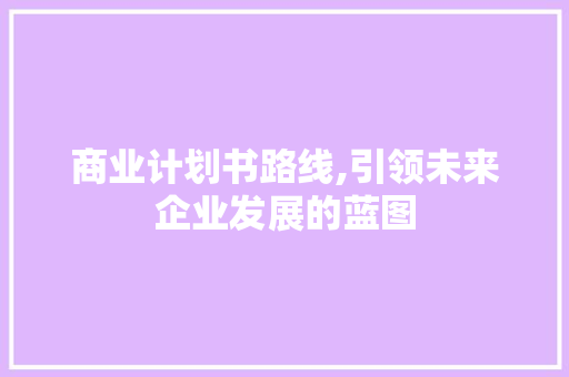 商业计划书路线,引领未来企业发展的蓝图