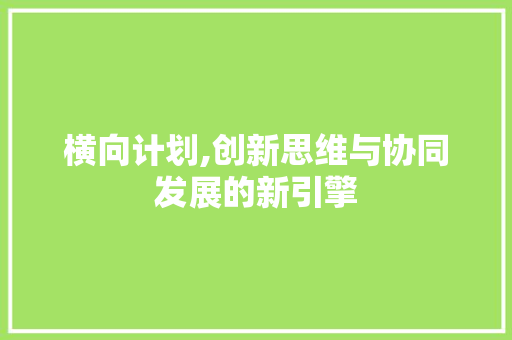 横向计划,创新思维与协同发展的新引擎 写作社区