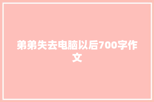 弟弟失去电脑以后700字作文 范文赏析