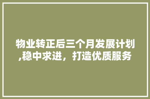 物业转正后三个月发展计划,稳中求进，打造优质服务品牌