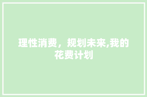 理性消费，规划未来,我的花费计划