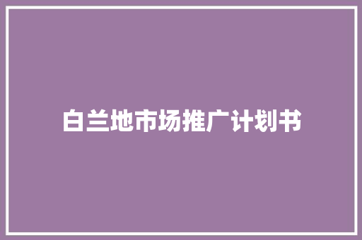 白兰地市场推广计划书 商业文案