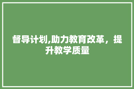 督导计划,助力教育改革，提升教学质量 诗歌创作
