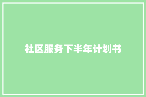 社区服务下半年计划书