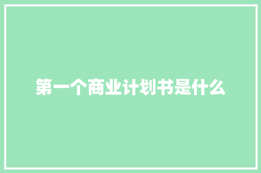 第一个商业计划书是什么