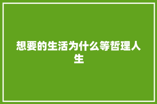 想要的生活为什么等哲理人生 写作素材