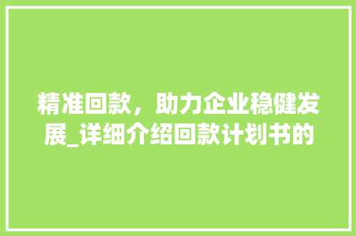 精准回款，助力企业稳健发展_详细介绍回款计划书的重要性及撰写方法