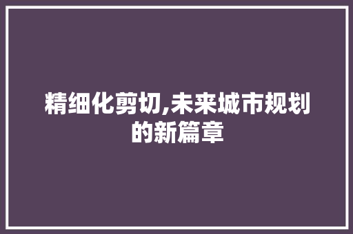 精细化剪切,未来城市规划的新篇章