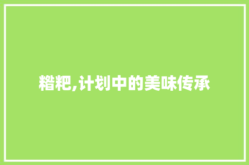 糌粑,计划中的美味传承 范文赏析