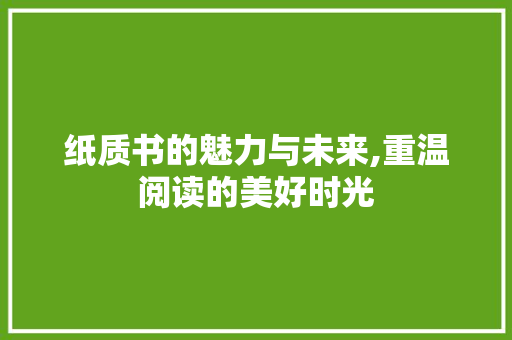 纸质书的魅力与未来,重温阅读的美好时光