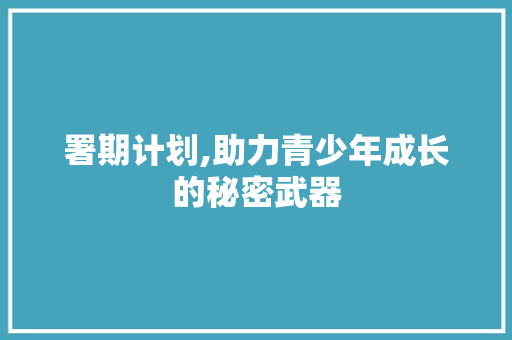 署期计划,助力青少年成长的秘密武器 商业文案