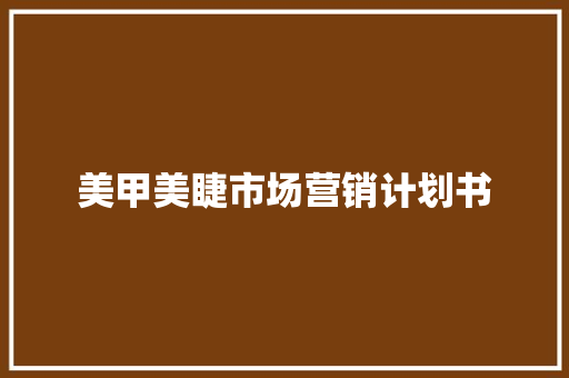 美甲美睫市场营销计划书 简历模板