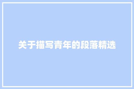 关于描写青年的段落精选