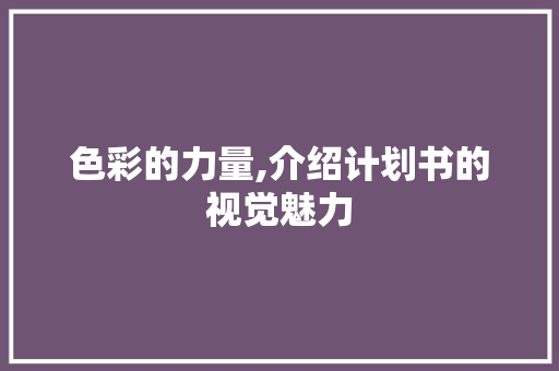 色彩的力量,介绍计划书的视觉魅力