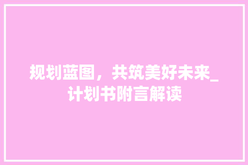 规划蓝图，共筑美好未来_计划书附言解读