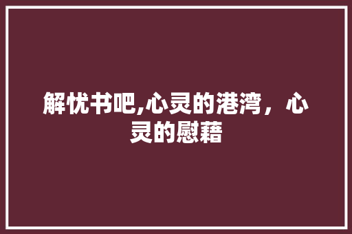 解忧书吧,心灵的港湾，心灵的慰藉