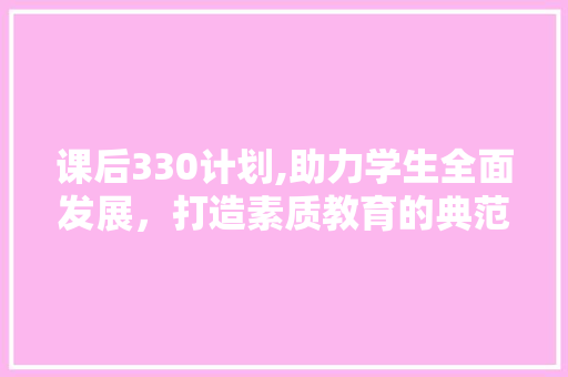 课后330计划,助力学生全面发展，打造素质教育的典范