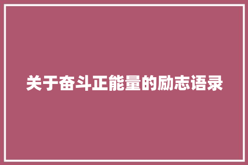关于奋斗正能量的励志语录