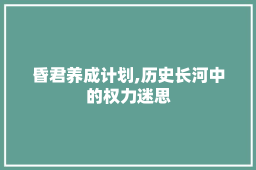昏君养成计划,历史长河中的权力迷思