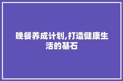 晚餐养成计划,打造健康生活的基石 写作素材