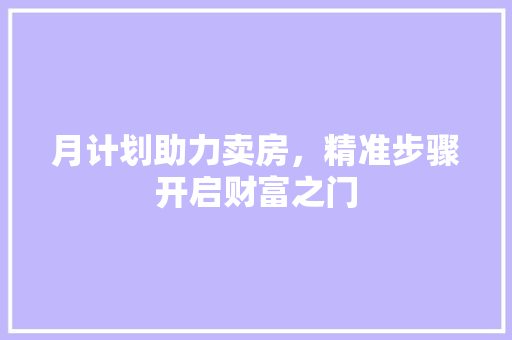 月计划助力卖房，精准步骤开启财富之门