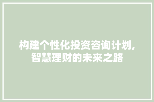 构建个性化投资咨询计划,智慧理财的未来之路