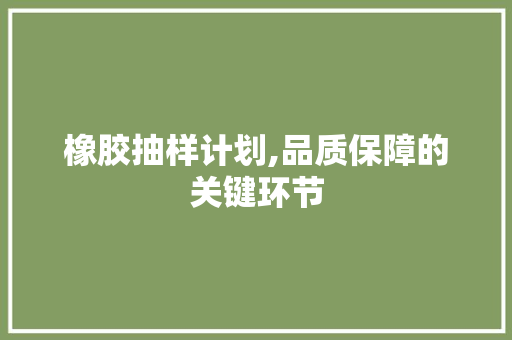 橡胶抽样计划,品质保障的关键环节