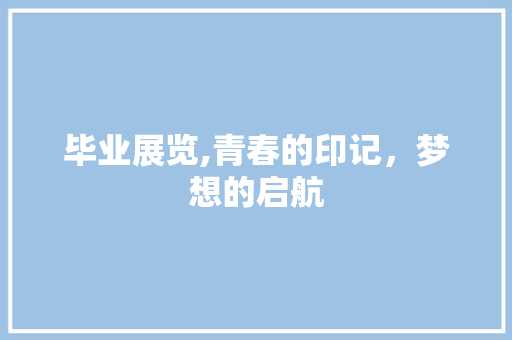 毕业展览,青春的印记，梦想的启航