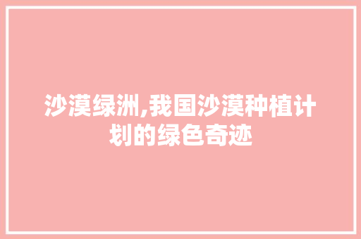 沙漠绿洲,我国沙漠种植计划的绿色奇迹