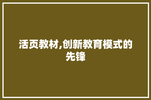 活页教材,创新教育模式的先锋