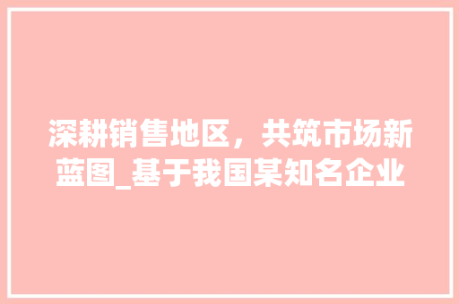 深耕销售地区，共筑市场新蓝图_基于我国某知名企业的销售地区计划分析