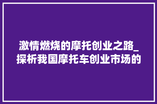 激情燃烧的摩托创业之路_探析我国摩托车创业市场的无限潜力