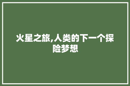 火星之旅,人类的下一个探险梦想 写作技巧