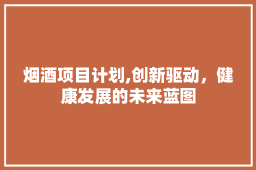 烟酒项目计划,创新驱动，健康发展的未来蓝图