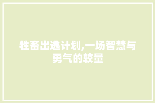 牲畜出逃计划,一场智慧与勇气的较量