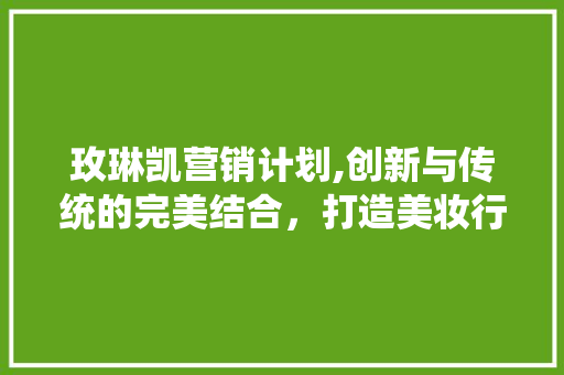 玫琳凯营销计划,创新与传统的完美结合，打造美妆行业新标杆