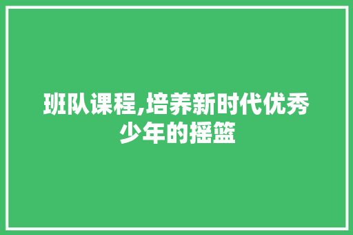 班队课程,培养新时代优秀少年的摇篮