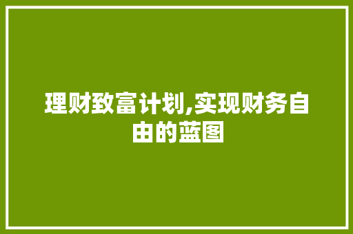 理财致富计划,实现财务自由的蓝图