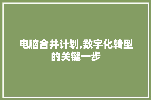 电脑合并计划,数字化转型的关键一步