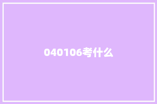 040106考什么