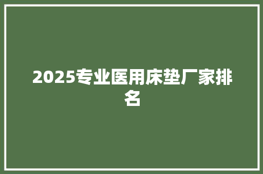 2025专业医用床垫厂家排名