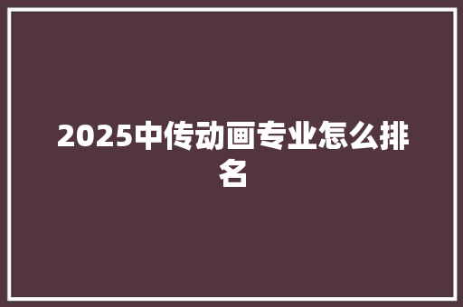 2025中传动画专业怎么排名