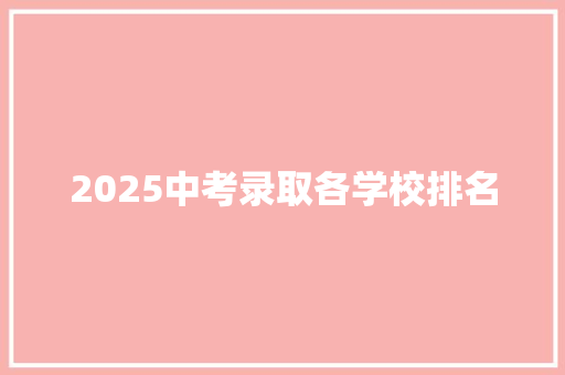 2025中考录取各学校排名