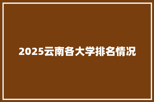 2025云南各大学排名情况
