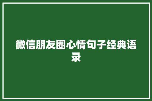 微信朋友圈心情句子经典语录