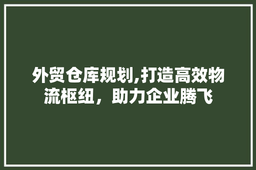 外贸仓库规划,打造高效物流枢纽，助力企业腾飞