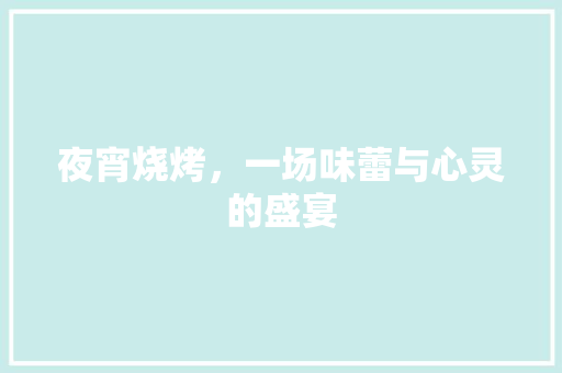 夜宵烧烤，一场味蕾与心灵的盛宴